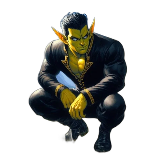 staff, jacket, concept art, comic book art, fantasy art, 3d render, elfin, figure transparent PNG cut-out