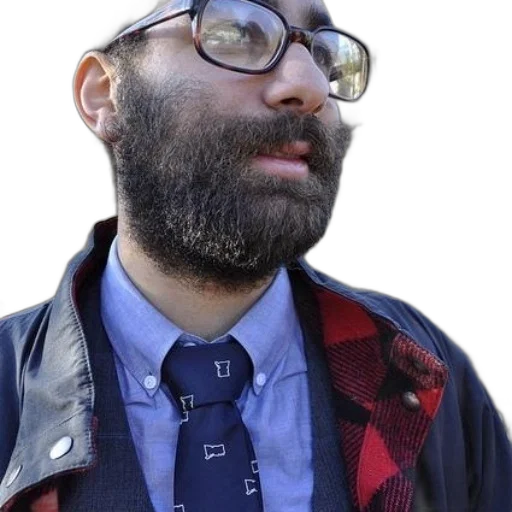 jacket, staff, face, man, beard, wearing, glasses, blue transparent PNG cut-out