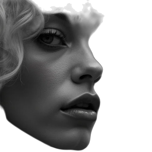 face, mask, crown, photorealistic, 3d render, concept art, fantasy art, monochrome transparent PNG cut-out