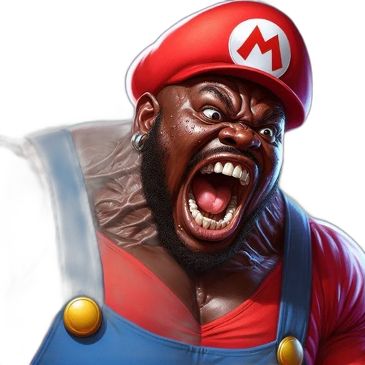 face, mask, creature, concept art, comic book art, photorealistic, 3d render, mario transparent PNG cut-out