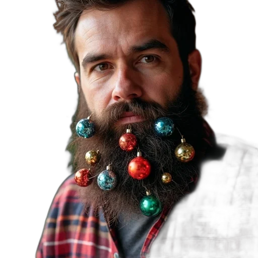 jewelry, hair, photorealistic, man, thick, beard, adorned, colorful transparent PNG cut-out