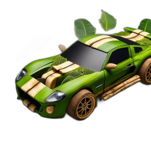 car, 3d render, concept art, photorealistic, fantasy art, green, eco-friendly, toy transparent PNG cut-out
