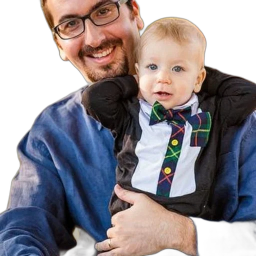 jacket, staff, man, glasses, holds, baby, dressed, plaid transparent PNG cut-out