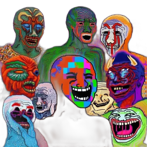 mask, face, creature, concept art, vaporwave, pixel art, comic book art, outer space transparent PNG cut-out