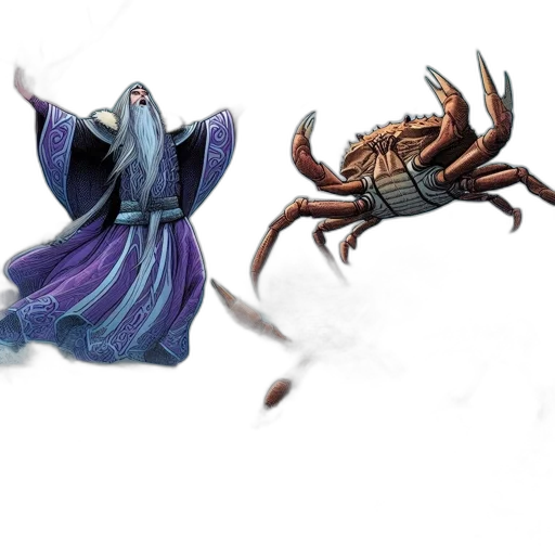 creature, concept art, fantasy art, 3d render, underwater, stormy, seascape, long-bearded transparent PNG cut-out