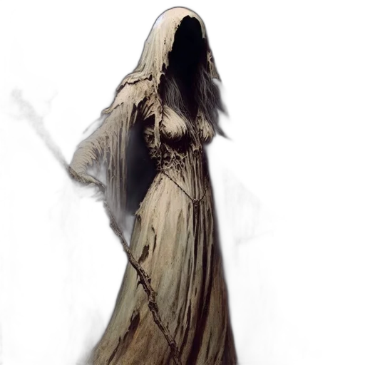 dress, mask, creature, staff, concept art, fantasy art, pixel art, photorealistic transparent PNG cut-out