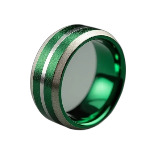 jewelry, 3d render, photorealistic, green, anodized, titanium, steel, plate transparent PNG cut-out