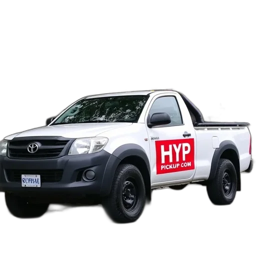 car, 3d render, white, pickup, truck, red, sticker, side transparent PNG cut-out