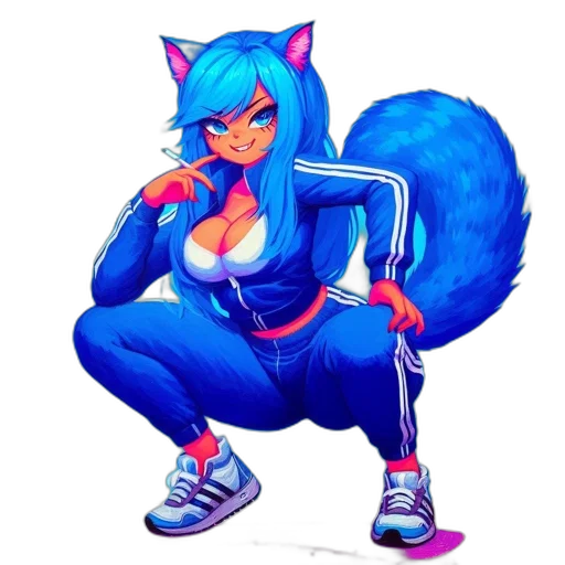 animal, concept art, pixel art, comic book art, fantasy art, blue, neon, animated transparent PNG cut-out