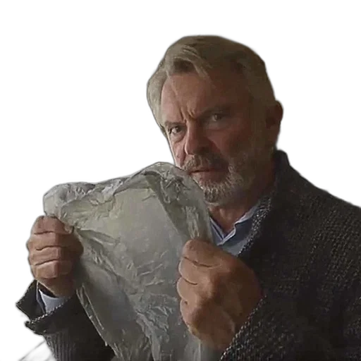 jacket, weapon, sword, mask, man, gray, hair, beard transparent PNG cut-out