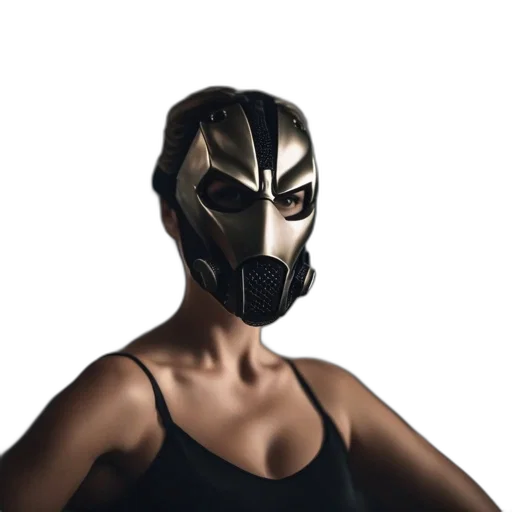 mask, face, concept art, comic book art, 3d render, photorealistic, woman, dons transparent PNG cut-out