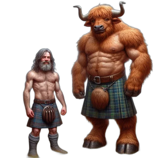 animal, concept art, fantasy art, anthropomorphic, bull, muscular, man, wearing transparent PNG cut-out