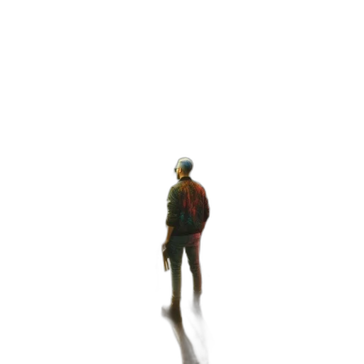 robot, jacket, mask, staff, concept art, pixel art, 3d render, comic book art transparent PNG cut-out