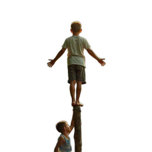staff, 3d render, photorealistic, concept art, oil painting, young, boy, balancing transparent PNG cut-out