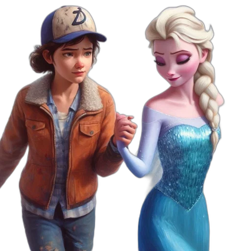 3d render, concept art, fantasy art, photorealistic, snow, two, animated, characters transparent PNG cut-out