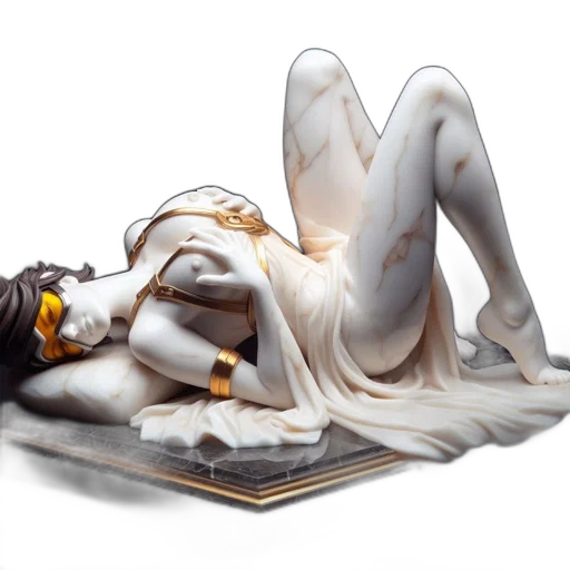concept art, 3d render, photorealistic, fantasy art, life-sized, marble-like, sculpture, portrays transparent PNG cut-out