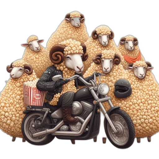 concept art, image, anthropomorphic, sheep, depicted, engaging, various, activities transparent PNG cut-out