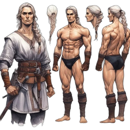 sword, concept art, fantasy art, comic book art, earth tones, monochrome, four, views transparent PNG cut-out