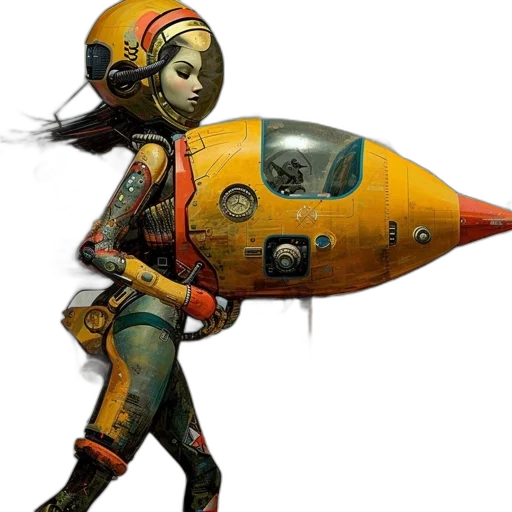 robot, staff, weapon, concept art, 3d render, fantasy art, comic book art, outer space transparent PNG cut-out