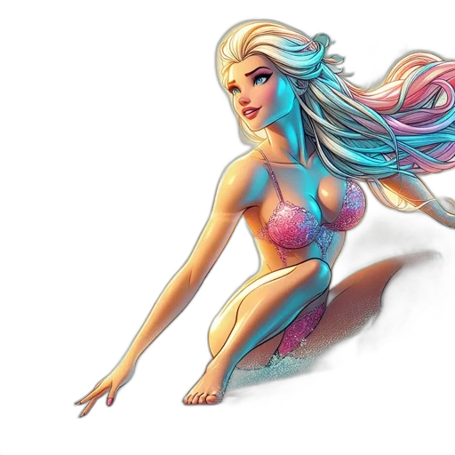 fantasy art, concept art, comic book art, 3d render, pastel, colorful, animated, woman transparent PNG cut-out