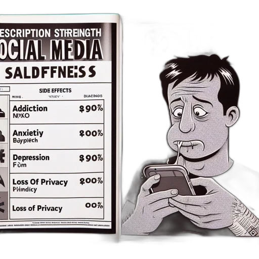 cartoon, comic, strip, portrays, social, media, addiction, anxiety transparent PNG cut-out