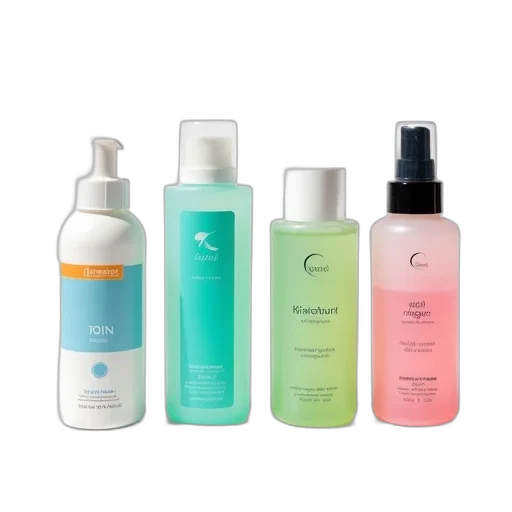 collection, four, skincare, products, displayed, against, white, background transparent PNG cut-out