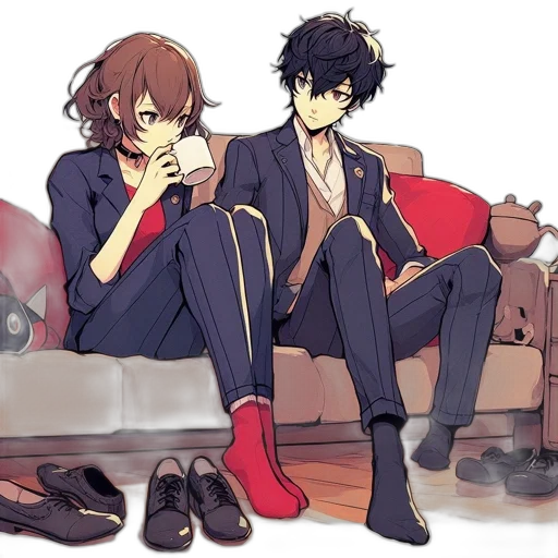 shoes, anime, concept art, cartoon, watercolor, fire, city street, night transparent PNG cut-out