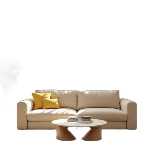 furniture, 3d render, photorealistic, concept art, fog, earth tones, golden, living transparent PNG cut-out