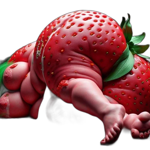 food, creature, animal, concept art, photorealistic, 3d render, anthropomorphic, strawberry transparent PNG cut-out