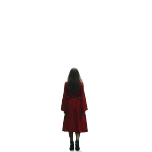 dress, jacket, hair, staff transparent PNG cut-out