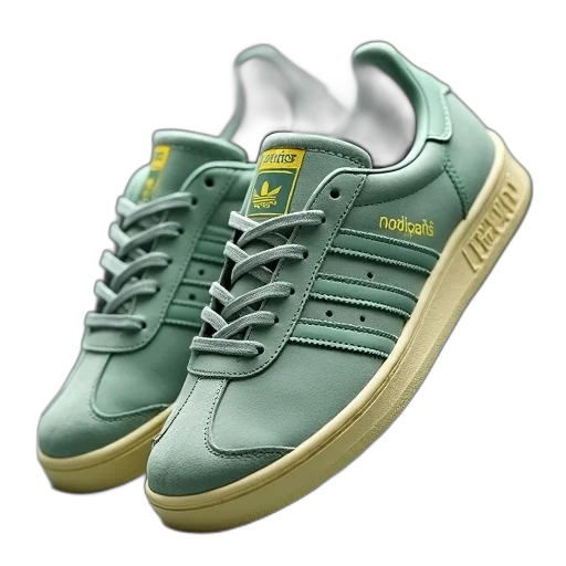 shoes, vaporwave, 3d render, green, adidas, originals, gaze, grey transparent PNG cut-out