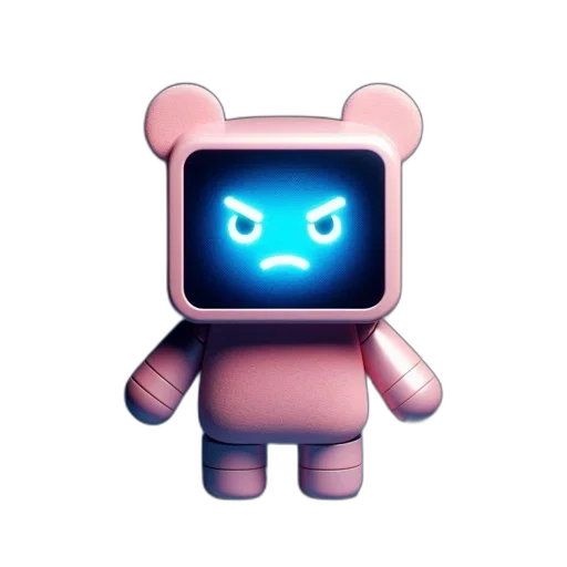 robot, creature, animal, staff, 3d render, pixel art, vaporwave, concept art transparent PNG cut-out