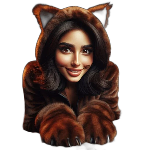 animal, jacket, photorealistic, fantasy art, pixel art, oil painting, adult, female transparent PNG cut-out