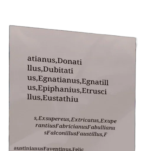 furniture, piece, paper, list, names, including, egnatius, epiphanius transparent PNG cut-out