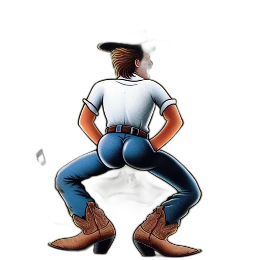 hat, robot, staff, jacket, cartoon, concept art, comic book art, cowboy transparent PNG cut-out