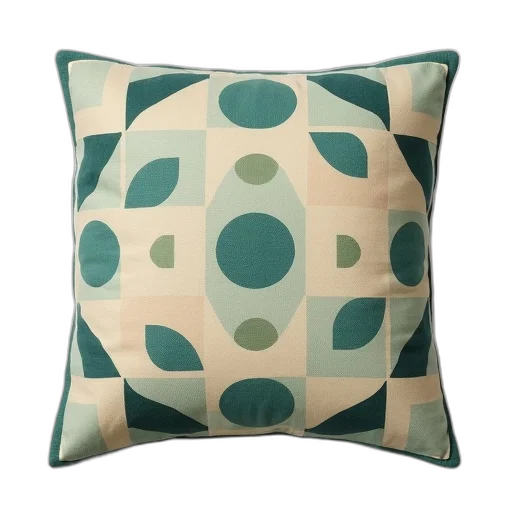 furniture, 3d render, green, pastel, blue, geometric, patterned, pillow transparent PNG cut-out