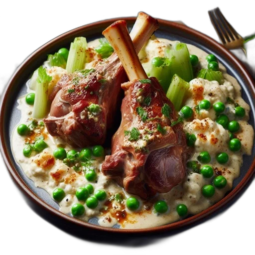 food, elegantly, presented, meal, features, two, braised, roasted transparent PNG cut-out