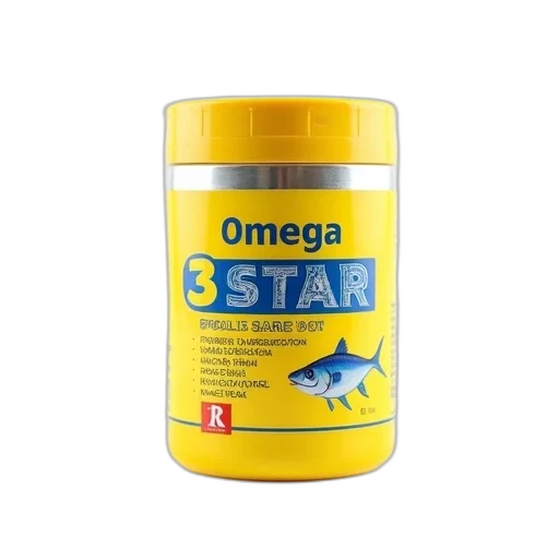 3d render, photorealistic, yellow, cylindrical, container, blue, label, displayed transparent PNG cut-out