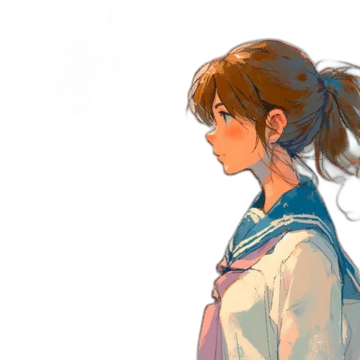face, jacket, dress, anime, watercolor, concept art, photorealistic, rain transparent PNG cut-out