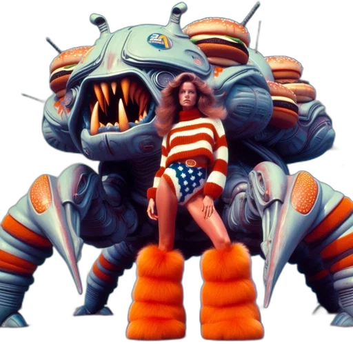 creature, robot, concept art, comic book art, 3d render, pixel art, woman, blonde transparent PNG cut-out