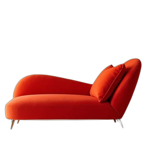 furniture, crown, hat, hair, 3d render, photorealistic, red, chaise transparent PNG cut-out