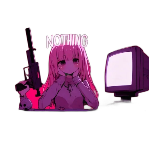 weapon, robot, furniture, staff, pixel art, vaporwave, anime, cyberpunk transparent PNG cut-out