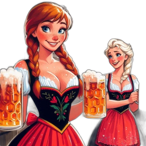 dress, fantasy art, pixel art, cartoon, concept art, two, female, characters transparent PNG cut-out