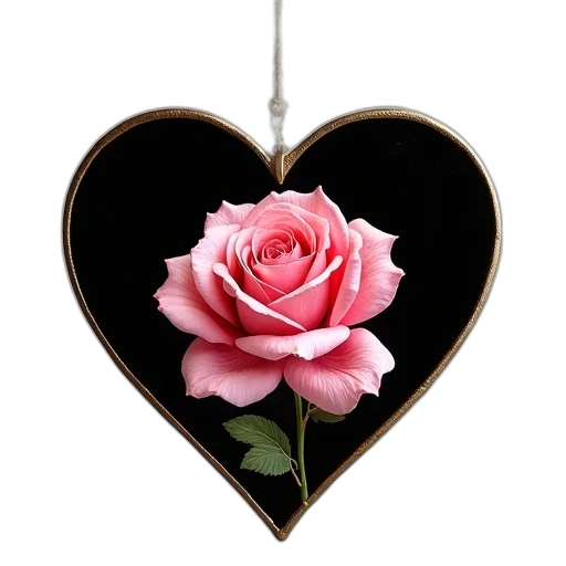 jewelry, flower, photorealistic, heart-shaped, ornament, detailed, illustration, pink transparent PNG cut-out