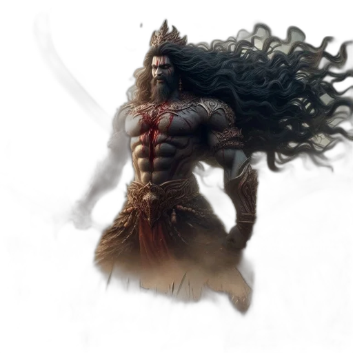hair, creature, concept art, fantasy art, comic book art, photorealistic, imposing, figure transparent PNG cut-out