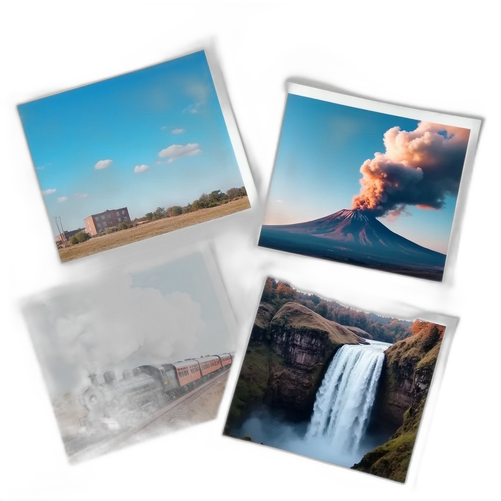 photorealistic, concept art, oil painting, 3d render, fire, collection, four, different transparent PNG cut-out