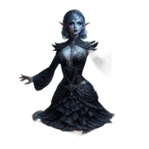dress, mask, staff, concept art, fantasy art, 3d render, pixel art, dark transparent PNG cut-out