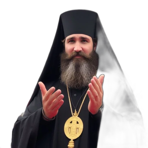 elderly, man, eastern, orthodox, clergy, wears, gold, chain transparent PNG cut-out