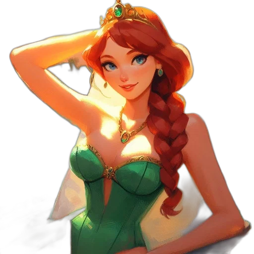 crown, dress, jewelry, fantasy art, concept art, pixel art, cartoon, green transparent PNG cut-out