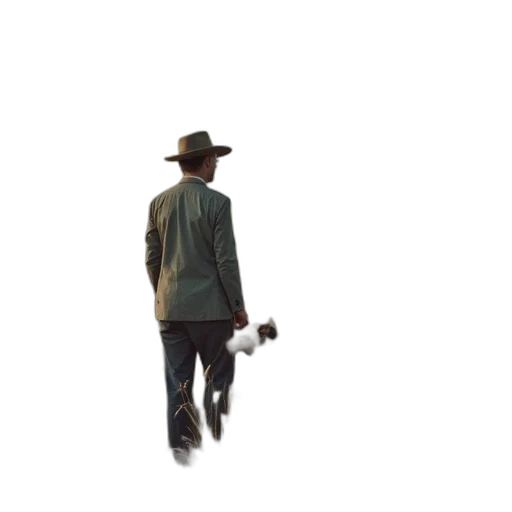 hat, jacket, robot, staff transparent PNG cut-out